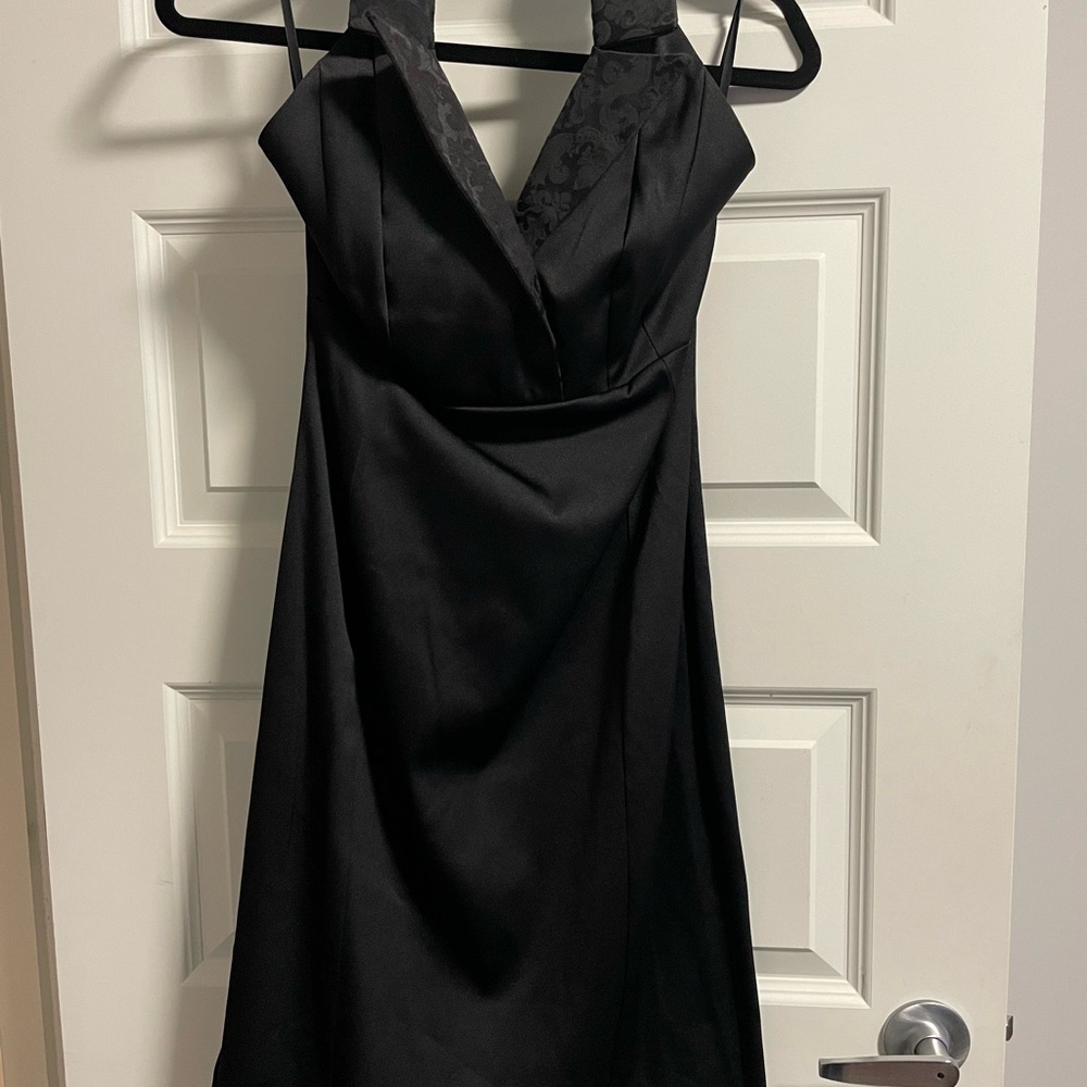 Le Chateau Black Satin Dress - Picture 2 of 3
